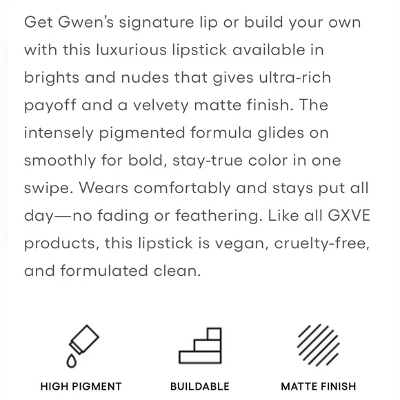 GXVE Original Me High Performance Matte Lipstick In Original Recipe New In Box - Picture 10 of 16